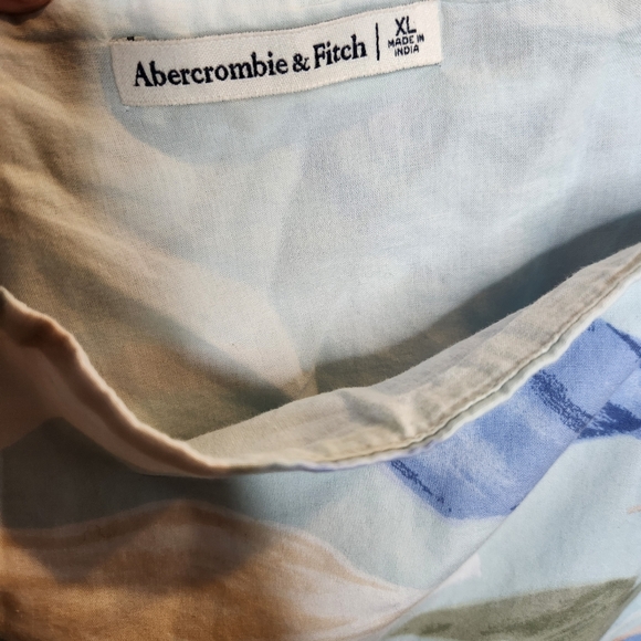 Abercrombie & Fitch A&F Puff Sleeve Crop Top, Blue/White, size XL - Picture 3 of 8